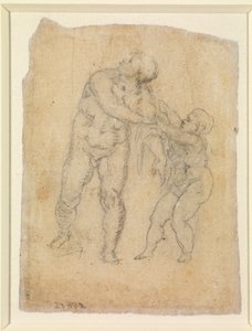 Aeneas and a Child (verso), n.d. (pencil on paper) [see 5934522] tekijältä Michelangelo Buonarroti