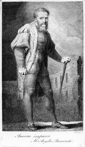 Ancora imparo, kaiverrettu William Blake, kuvitus Henry Fuselin teoksesta "Lectures on Painting", julkaistu 1801 tekijältä Michelangelo Buonarroti