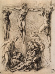 Ristiinnaulitseminen, Michelangelon piirros. Musee du Louvre, Pariisi tekijältä Michelangelo Buonarroti