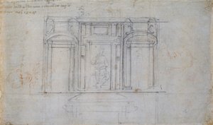 Suunnittelu yhdelle Medici-haudalle, 1500-luvun alku tekijältä Michelangelo Buonarroti