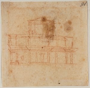 San Lorenzon julkisivun suunnittelu tekijältä Michelangelo Buonarroti