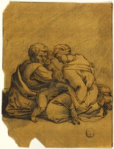Perheryhmä: Osias, Juudan kuningas, äitinsä hoitama. tekijältä Michelangelo Buonarroti