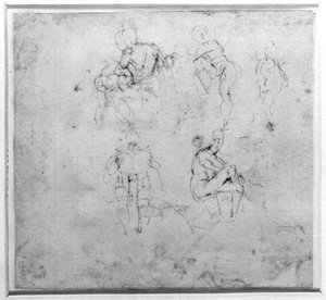 Figuuritutkimus, n. 1511 tekijältä Michelangelo Buonarroti