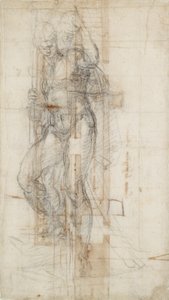 Haudasta nousevan Kristuksen hahmo, n. 1490-1560 tekijältä Michelangelo Buonarroti
