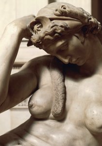 Italia, Firenze, Medicin uusi sakristi San Lorenzon basilikan kappeli Firenzessä, Yö, yksityiskohta Nemoursin herttuan Giuliano de