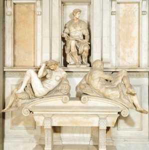 Italia, Firenze, Medicin uusi sakristi San Lorenzon basilikan kappeli Firenzessä (UNESCOn maailmanperintökohde tekijältä Michelangelo Buonarroti