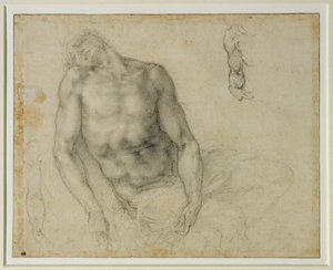Kuollut Kristus ja kaksi toistoa oikeassa käsivarressa ... tekijältä Michelangelo Buonarroti