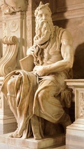 Mooses, yksityiskohta Julius II:n haudasta, Michelangelo (1475-1564), Pyhän Pietarin basilika ketjuissa, Rooma, Lazio, noin 1515 tekijältä Michelangelo Buonarroti