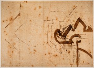 Oikeuden portin panssarivaunun suunnitelma tekijältä Michelangelo Buonarroti