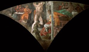 Haman Sikstuksen kappelin katon rangaistus Vatikaanissa, 1508-1512. tekijältä Michelangelo Buonarroti