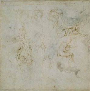 Recto: Kahdeksan kuvion tutkimukset. Verso: Kuvatutkimus, c1490-1560. tekijältä Michelangelo Buonarroti