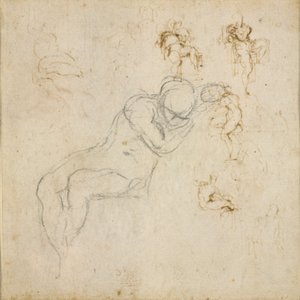 Recto: Kahdeksan kuvion tutkimukset. Verso: Kuvatutkimus, c1490-1560 tekijältä Michelangelo Buonarroti
