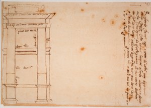 Julius II:n haudan sivukuva, omakätinen muistomerkki tekijältä Michelangelo Buonarroti