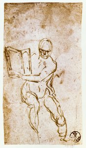 Sikstuksen kappelin katto (1508-12): luonnos yhdelle profeetoista (kynä ja ruskea muste) tekijältä Michelangelo Buonarroti