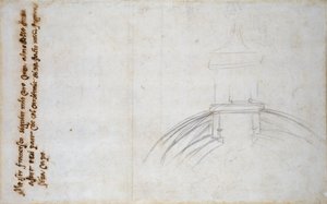 Piirros, joka esittää lyhdyn ja kupolin liitosta sekä muita Pietarin tutkimuksia, c1490-1560 tekijältä Michelangelo Buonarroti