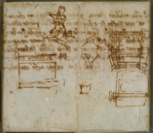 Pieniä luonnoksia arkkitehtuurista ja pieni hahmotutkimus, 1400-luvun loppu - 1500-luvun alku tekijältä Michelangelo Buonarroti