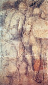 Sotilaat, Michelangelo (1475-1564), valmisteleva sarjakuva (alamaalaus) Pietarin ristiinnaulitsemisen freskolle Vatikaanin palatsin Paavalin kappelissa tekijältä Michelangelo Buonarroti