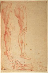 Jalkojen ja käsien tutkimukset (punainen liitu paperille) tekijältä Michelangelo Buonarroti
