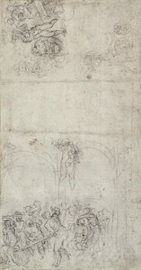 Tutkimus viimeiselle tuomiolle (kynä ja lyijykynä paperille) (käänteinen) tekijältä Michelangelo Buonarroti