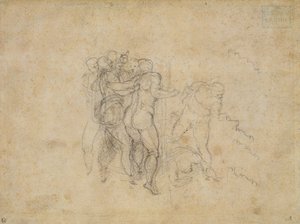 Tutkimus viimeistä tuomiota varten (grafiitti paperille) tekijältä Michelangelo Buonarroti
