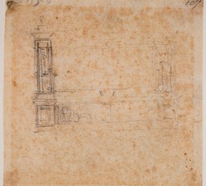 Tutkimus uutta sakastia varten suunnitellusta kaksoishaudan seinästä tekijältä Michelangelo Buonarroti