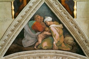 Kristuksen esi-isät: Ozias Sikstuksen kappelin katto Vatikaanissa, 1508-1512. tekijältä Michelangelo Buonarroti