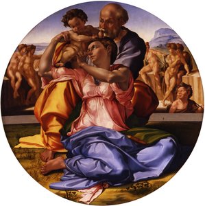 Pyhä perhe Doni Tondo tekijältä Michelangelo Buonarroti