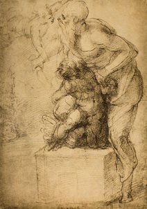 Iisakin uhri; piirustus Michelangelo. Casa Buonarroti, Firenze tekijältä Michelangelo Buonarroti