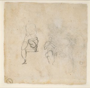 Kaksi hyvin pientä luonnosta istuvista hahmoista, c1490-1560 tekijältä Michelangelo Buonarroti