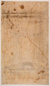 Seinähauta ja kirkon osittainen pohjapiirustus tekijältä Michelangelo Buonarroti