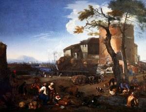 Countryfestivaali, Michelangelo Cerquozzi, joka tunnetaan nimellä Michelangelo delle Battaglie (1602-1660), öljy kankaalle, 98,5 x 132 cm.
