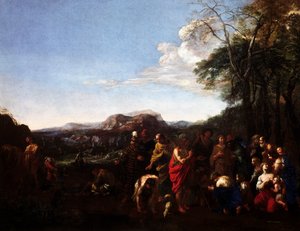 Johannes Kastajan saarna, Michelangelo Cerquozzi, joka tunnetaan nimellä Michelangelo delle Battaglie (1602-1660), öljy kankaalle, 76x100 cm.