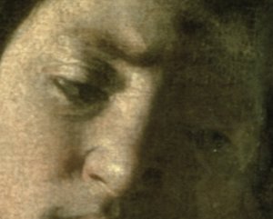 Daavid ja Goljatin pää, 1606 öljy kankaalle yksityiskohta 100349:stä tekijältä Michelangelo Merisi Caravaggio