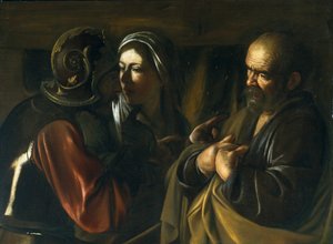 Pyhän Pietarin kieltäminen, 1610 tekijältä Michelangelo Merisi Caravaggio