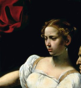 Judith ja Holofernes, 1599`öljy kankaalle yksityiskohta 507191:stä tekijältä Michelangelo Merisi Caravaggio