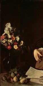 Luutusoitin, n. 1595 (2639693:n yksityiskohta) tekijältä Michelangelo Merisi Caravaggio