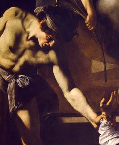 Pyhän Matteuksen marttyyrikuolema, yksityiskohta, 1599-1600 tekijältä Michelangelo Merisi Caravaggio