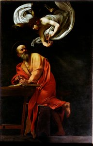 Saint Mathieu ja enkeli (maalaus tekijältä Michelangelo Merisi da Caravaggio