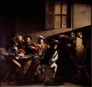 Pyhän Matteuksen kutsuminen (öljy kankaalle) tekijältä Michelangelo Merisi da Caravaggio