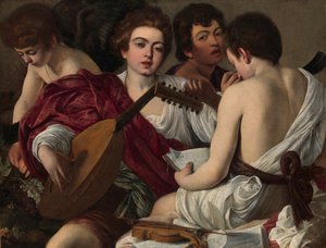 The Musicians, n. 1595 (öljy kankaalle) tekijältä Michelangelo Merisi da Caravaggio