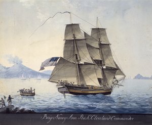 Salemin prikaati Nancy Ann lähdössä Napolista, noin 1810 (vesiväri paperille).