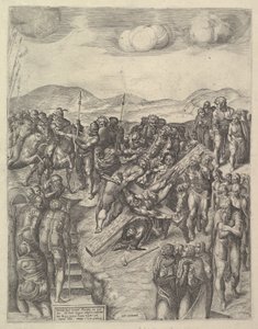 Pyhän Pietarin ristiinnaulitseminen, Michelangelon freskojen jälkeen Paavalin kappelissa, Va..., 1550-60. tekijältä Michele Lucchese