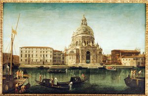 Santa Maria della Salute, Venetsia gondolien kanssa Grand Canalilla tekijältä Michele Marieschi