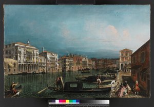 Grand Canal, Venetsia, Rialton sillan yläpuolella, ennen vuotta 1743 tekijältä Michele Marieschi