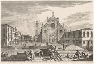 Näkymät Venetsiaan: Campo dei Frari, 1741. tekijältä Michele Marieschi
