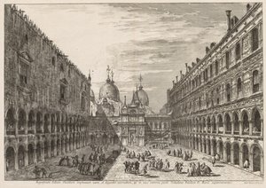 Näkymät Venetsiaan: Herttuapalatsin piha, 1741. tekijältä Michele Marieschi