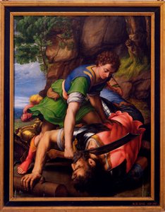 ""David ja Goljat"" Michiel Coxcien maalaus
