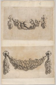 Suunnitelma Garlandille teoksesta "Various New Festoons, Part II" Verscheide Nieuwe Festonnen, tw..., 1694. tekijältä Michiel Mosyn