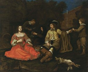 Tyylikäs metsästysseura lepää tekijältä Michiel Sweerts