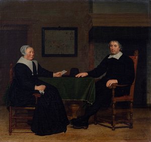 Muotokuva Adriaen Corverista ja hänen vaimostaan Rijckje Theulinghista. tekijältä Michiel van Musscher